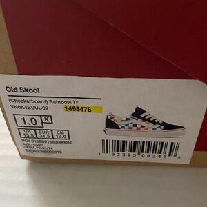 Vans EUC old Skool checkerboard rainbow kids sneaker shoes size 1
